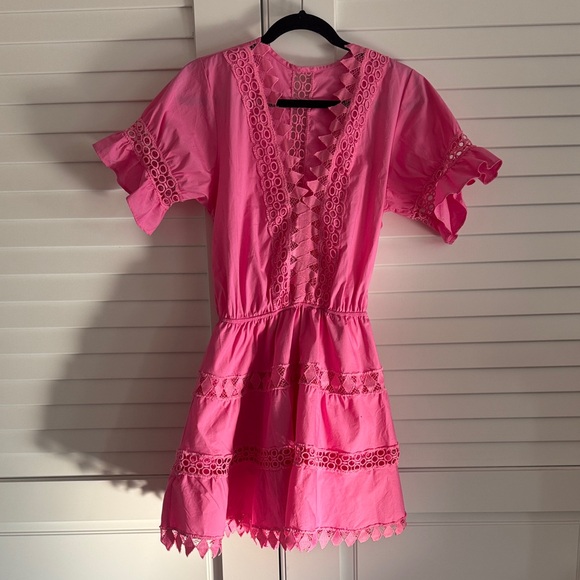 Peixoto Dresses & Skirts - Peixoto Pink Lace Trim Casual Dress